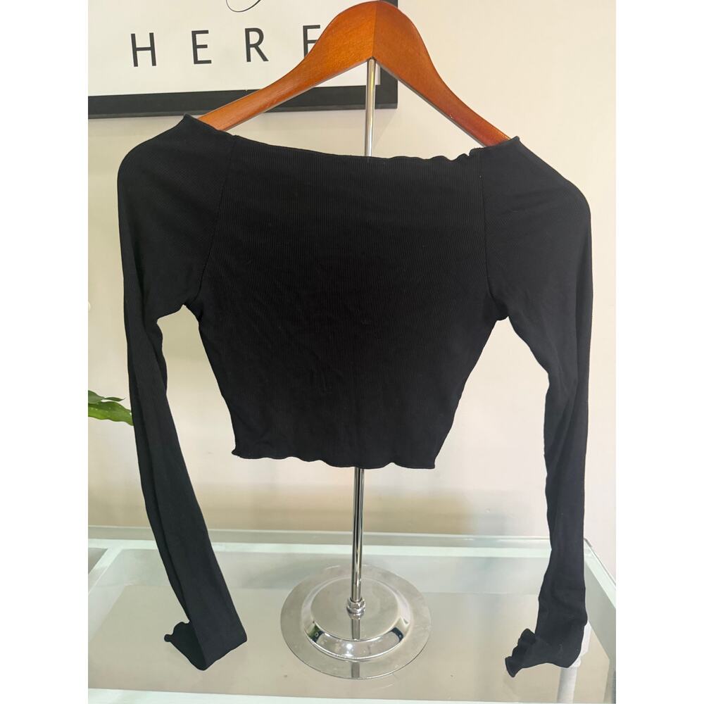 Dazy Ribbed Ruched Front Crop Top - Size S - Picture 3 of 4
